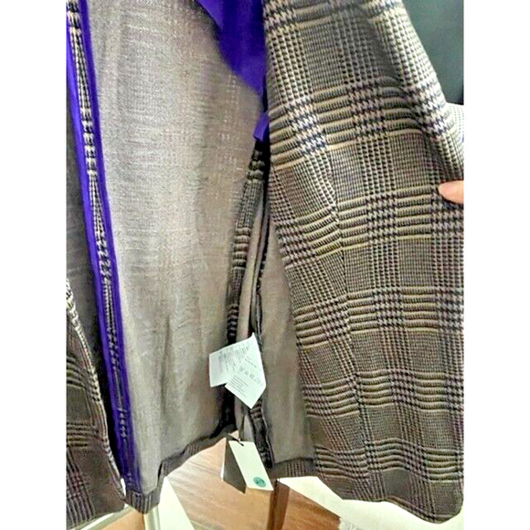 Marc Cain Women’s Plaid Tan Purple Blazer Jacket N4 US Size 10 NWT Retail $790 - Picture 8 of 14